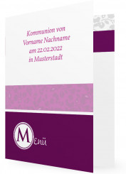 Menükarte drucken, lila mit Button