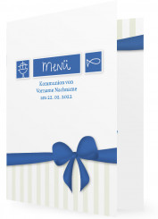 Menükarte gestalten, Schleife in blau