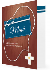 Menükarte Vorlage, Rosenkranz, Blau