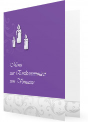 Menükarten Vorlagen, Lila Karte mit Kerzen-Motiv