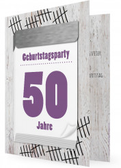 Partyeinladung 50. Geburtstag, Abreißkalender lila