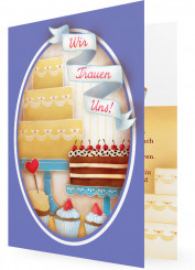 Safe the date Karten, Lila, Torte