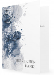 Silberhochzeit Dankeskarten, Graue Rosen mit Farbklecksen