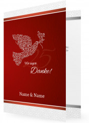 Silberhochzeit Dankkarte gestalten, Taube rot