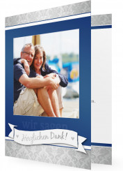 Silberhochzeit Danksagungen, schlichte Ornamente in blau