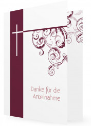 Trauerkarten Vorlage, beere, Kreuz mit Ranke