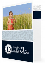 Vorlage Dankeskarte Jugendweihe, blau mit Button