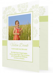 Vorlage Dankeskarte Konfirmation, grün geblumt