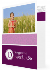 Vorlage Dankkarte Konfirmation, lila mit Button