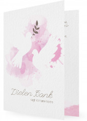 Vorlage Dankkarten Jugendweihe, Tauben vor Farbklecks in Rosa