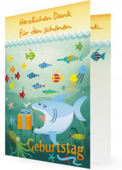 Vorlage Dankkarten zum Geburtstag, Fische