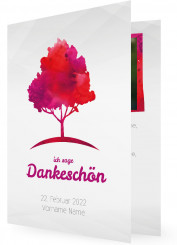 Vorlage Danksagungen für Jugendweihe, Baum in Rosa