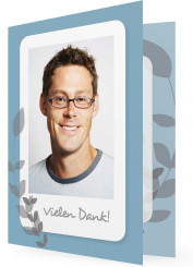 Vorlage Danksagungskarte Geburtstag, klassische Karte, Blaugrau