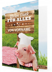 Vorlage Danksagungskarten Geburtstag, Party-Schwein