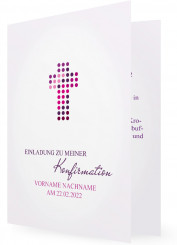 Vorlage Einladung Konfirmation, Kreuz aus Punkten, lila