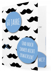 Vorlage Einladung zum 60. Geburtstag, Bart blau