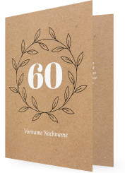 Vorlage Einladungskarten 60, Kraftpapier-Optik Kranz