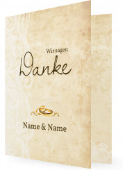 Vorlage für Dankkarten Goldene Hochzeit, Ringe und braune Schrift