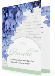 Vorlage für Danksagungen Geburtstag, blaue Blüten