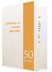 Vorlage für Einladung zum 50. Geburtstag, Streifen in Orange, Blumengeränke