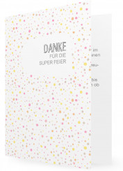 Vorlage für Geburtstagsdanksagung, Grau/Rosa/Gelb gepunktet