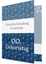 Vorlage für Geburtstagseinladung, Blumenmuster in Blautönen