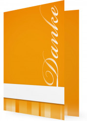Vorlage Geburtstagsdanksagung gestalten, Orange Karte, Streifen unten