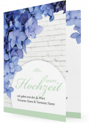 Vorlage Hochzeitseinladungen, blaue Blüten