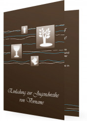 Vorlage Jugendweihe Einladungen, Braune Quadrate mit Symbole