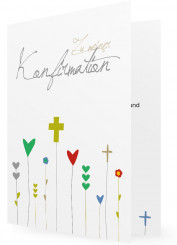 Vorlage Konfirmation Einladung, Kreuze als Blumen