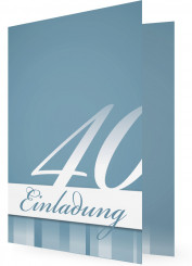 Vorlagen 40. Geburtstagseinladung, Karte mit Ziffer, blaugrau