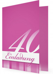 Vorlagen für 40. Geburtstagseinladungen, Karte mit Ziffer, rosa