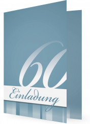 Vorlagen für 60. Geburtstagseinladung, Graublaue Karte mit Ziffer