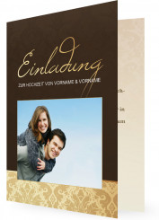 Vorlagen für Einladungen zur Hochzeit, Braun mit Blumenornamenten