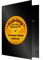 Vorlagen für Geburtstagseinladungen, Schallplatte orange