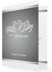 Vorlagen für Hochzeitsmenükarte, Schwäne grau