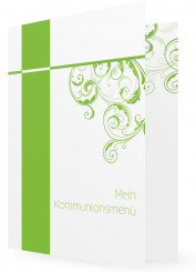 Vorlagen für Menükarten gestalten, Grüne Karte mit Ornament