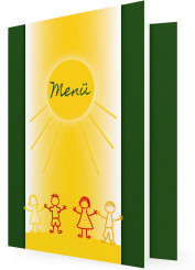Vorlagen Menükarte, Sonne mit Kinder, grüne Karte