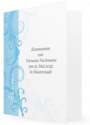 Vorlagen Menükarte, Vertikaler Balken mit Ranken, blau