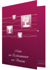 Vorlagen Menükarten, Quadrate mit Motiven, Rosa