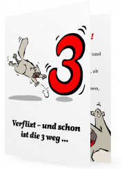 Witzige Einladungen zum 40. Geburtstag, Katze rennt hinter 3 her