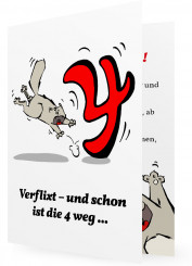 Witzige Einladungen zum 50. Geburtstag, Katze fängt große Rote Vier